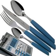 Victorinox Swiss Modern 6.9096.12W2.24, Set de cubiertos de 24 piezas con cuchillo para carne, azul
