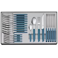 Image for Victorinox Swiss Modern 6.9096.12W2.24, 24-piece cutlery set with steak knife, blue