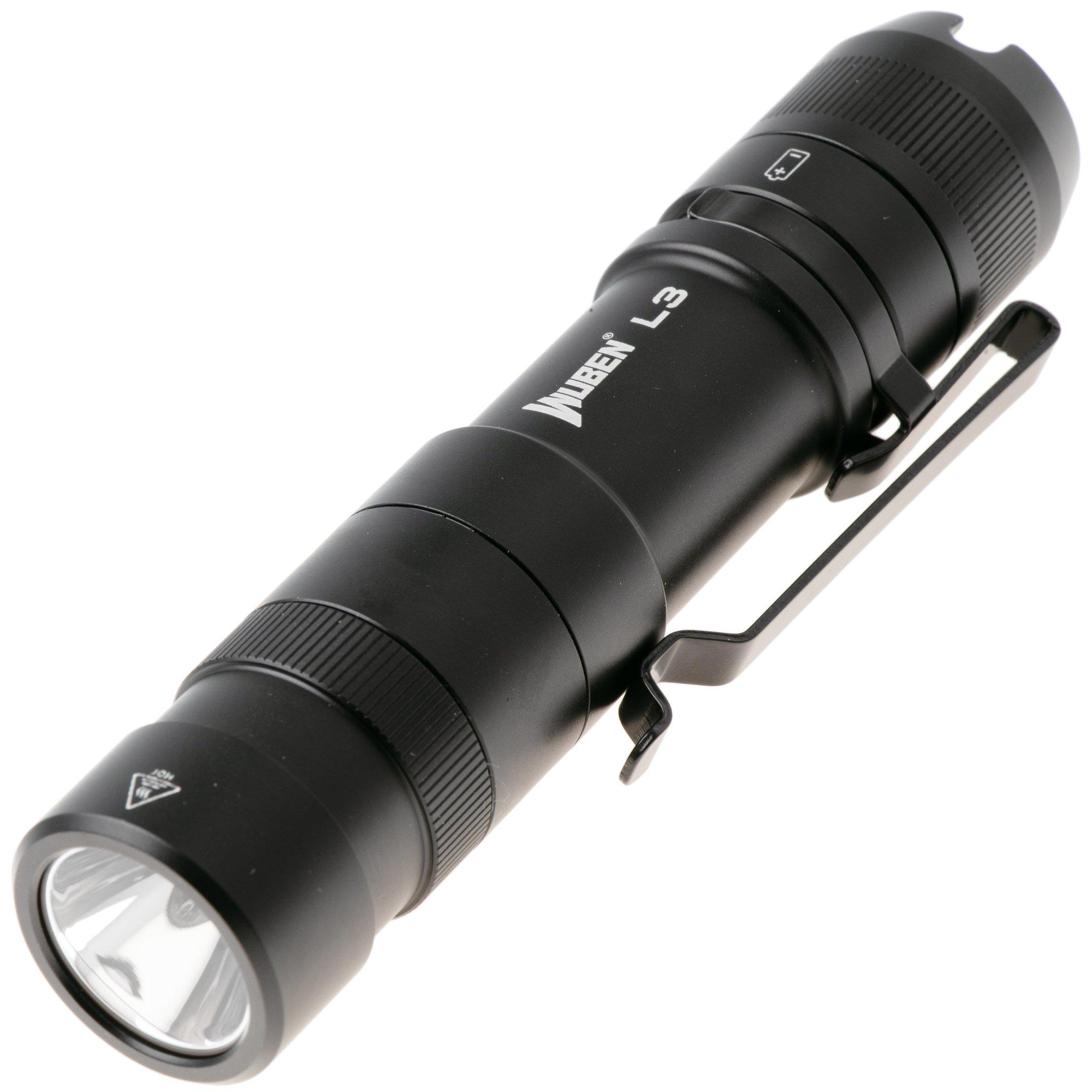 Wuben L3 Black, torcia tattica EDC ricaricabile e powerbank, 3000 lumen
