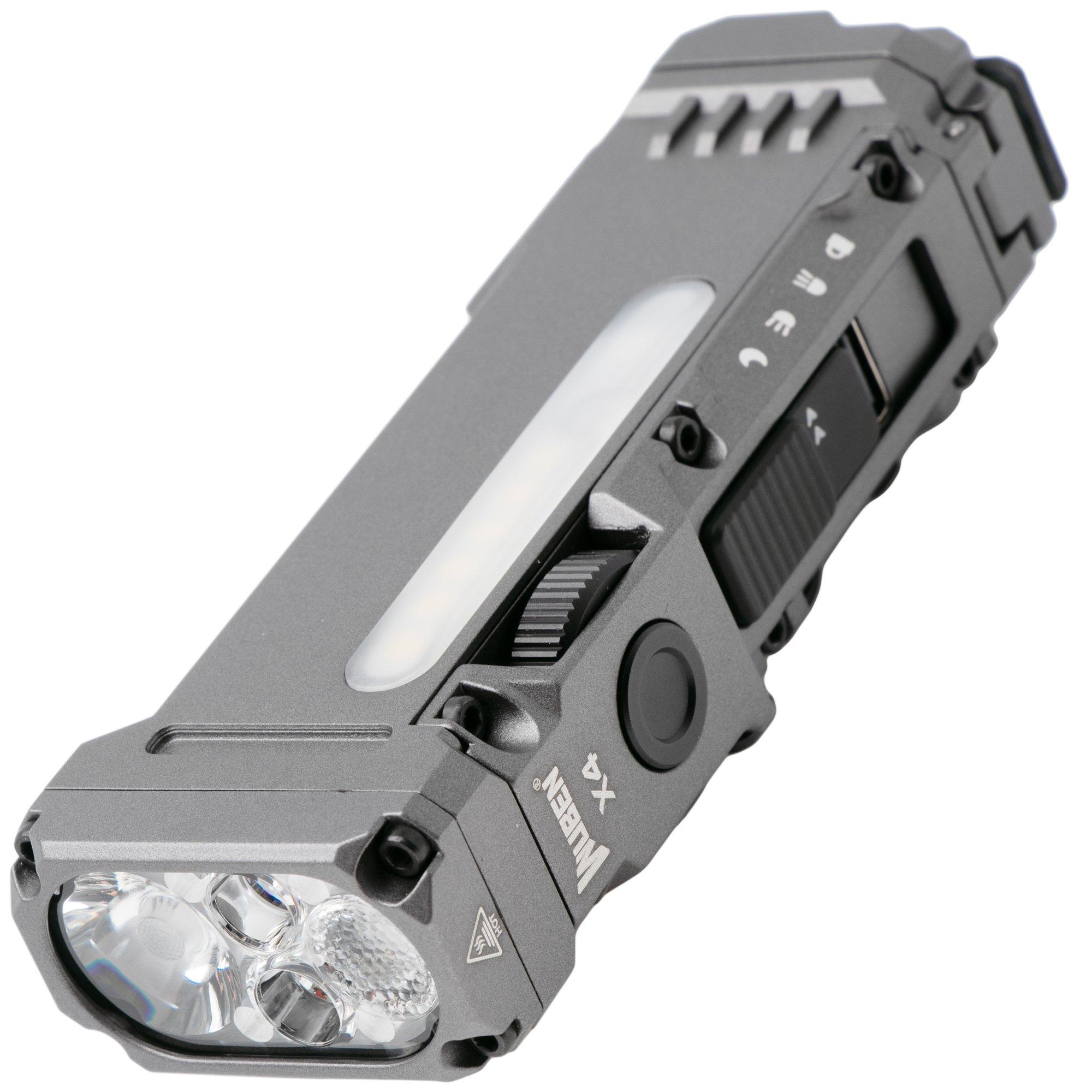 Wuben X4 Grey, torcia tattica ricaricabile per bicicletta e EDC, 1500 lumen