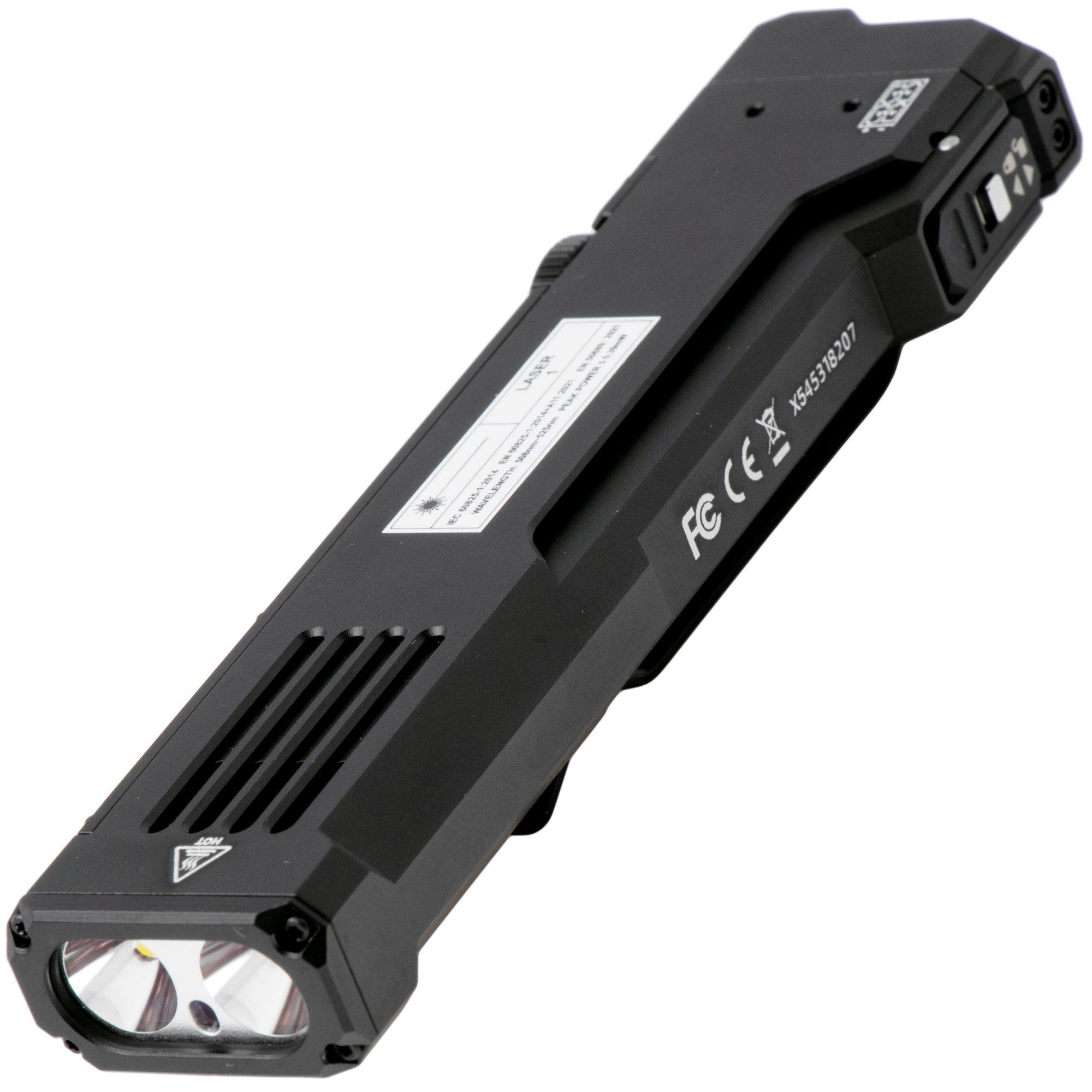 Wuben X5 1R Black, torcia tattica EDC ricaricabile 3 in 1 con luce UV a 365 nm e laser verde, 1300 lumen
