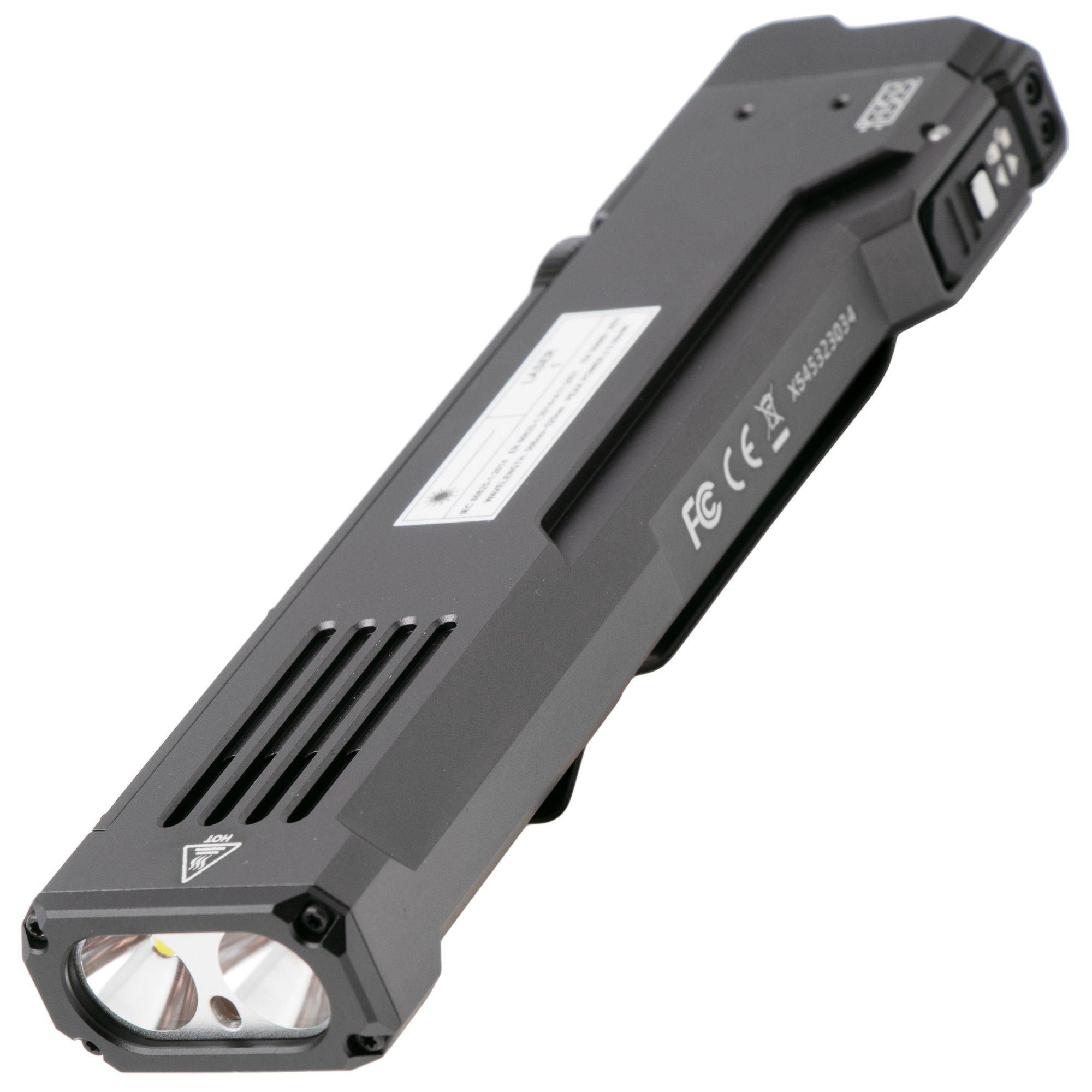 Wuben X5 1R Grey, torcia tattica EDC ricaricabile 3 in 1 con luce UV a 365 nm e laser verde, 1300 lumen