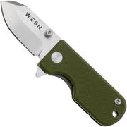 WESN Microblade SN01-3, D2, OD Green G10, Titanium, pocket knife