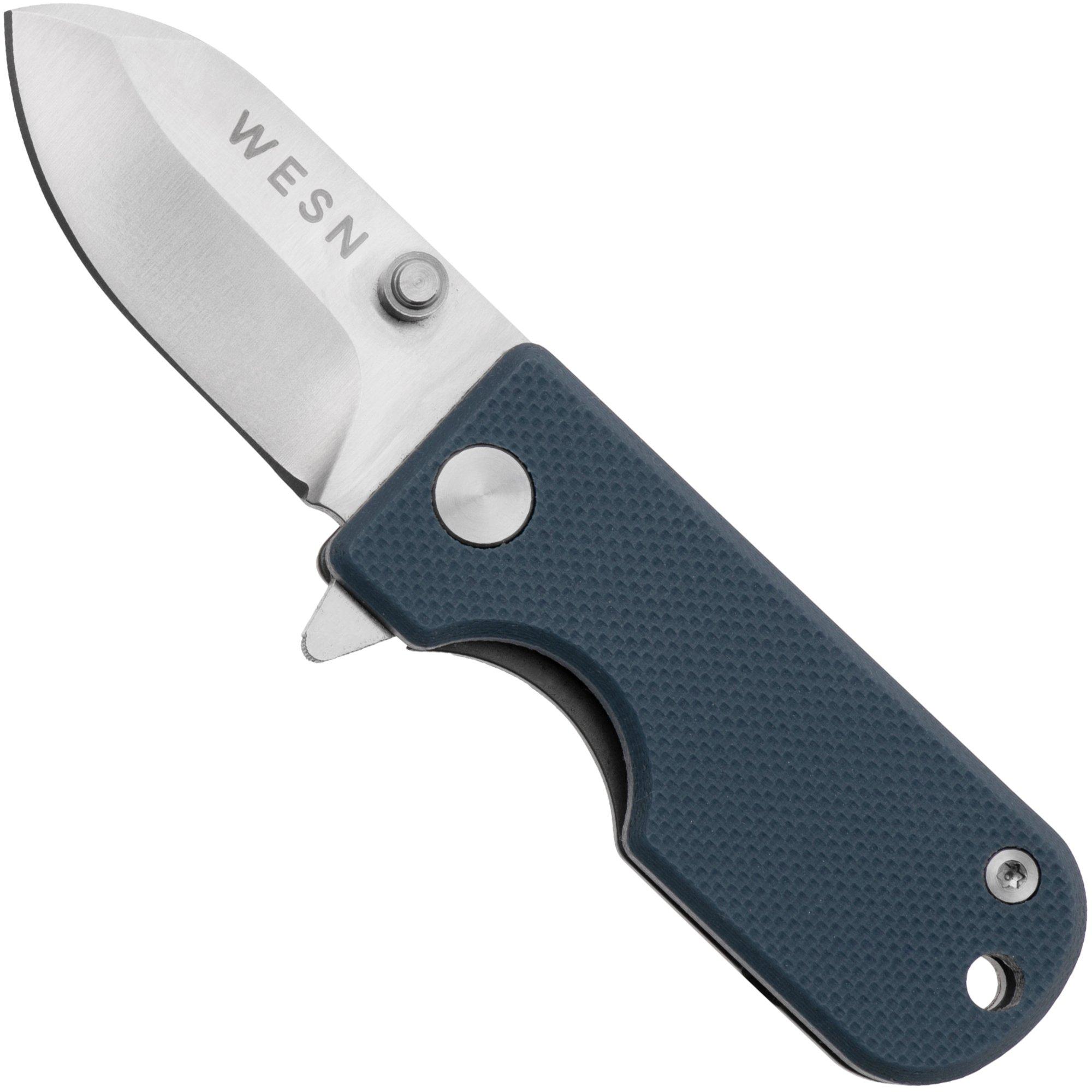 WESN Microblade SN01-4, D2, Blue G10, Titanium, Taschenmesser