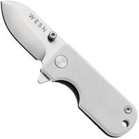 Bild für WESN Microblade SN01-53 Satin D2, White G10, Gray Titanium, Taschenmesser