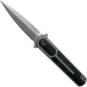 We Knife Angst 2002B Grey & Black G10 pocket knife, Justin Lundquist design