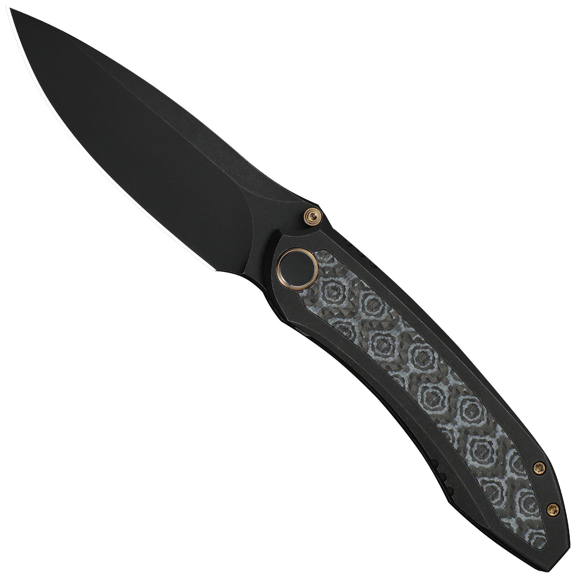 Nóż składany WE Knife Winsome WE23092-1 Black Stonewashed, Titanium Layered G10 Rose Pattern Carbon Inlay