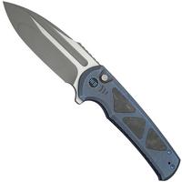 Afbeelding voor WE Knife Sylox WE24027-2 Gray Stonewashed, Blue Titanium Shredded Carbon Inlay, zakmes