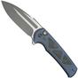 Image for WE Knife Sylox WE24027-2 Gray Stonewashed, Blue Titanium Shredded Carbon Inlay, pocket knife