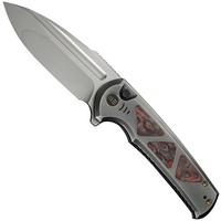 Image for WE Knife Sylox WE24027-3 Bead Blasted, Polished Gray Titanium Lava Flow Fat Carbon Inlay, pocket knife