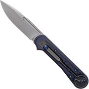 WE Knife Double Helix 815D pocket knife, Blue Handle, Stonewashed Blade