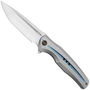 WE Knife 601X, WE01J-2 Gray Titanium Blue Groove, Hand Polished Satin CPM 20CV, navaja, 10th Anniversary Limited Edition