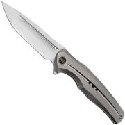 WE Knife 601X, WE01J-4 Bead Blasted Titanium Satin Groove, Hand Polished Satin CPM 20CV, coltello da tasca, 10th Anniversary Limited Edition