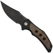 WE Knife Magnetron Black Titanium Copper Foil Carbon Fiber, Black Stonewashed CPM 20CV WE18058-3 pocket knife
