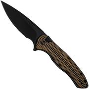 We Knife Kitefin WE19002M-1, Black CPM 20CV, Golden Polished Ripple Patterned Black Titanium, Limited Edition, zakmes