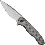 WE Knife Kitefin WE19002M-2, Hand Polished Satin CPM 20CV, Satin Polished Ripple Patterned Gray Titanium, Limited Edition, pocket knife
