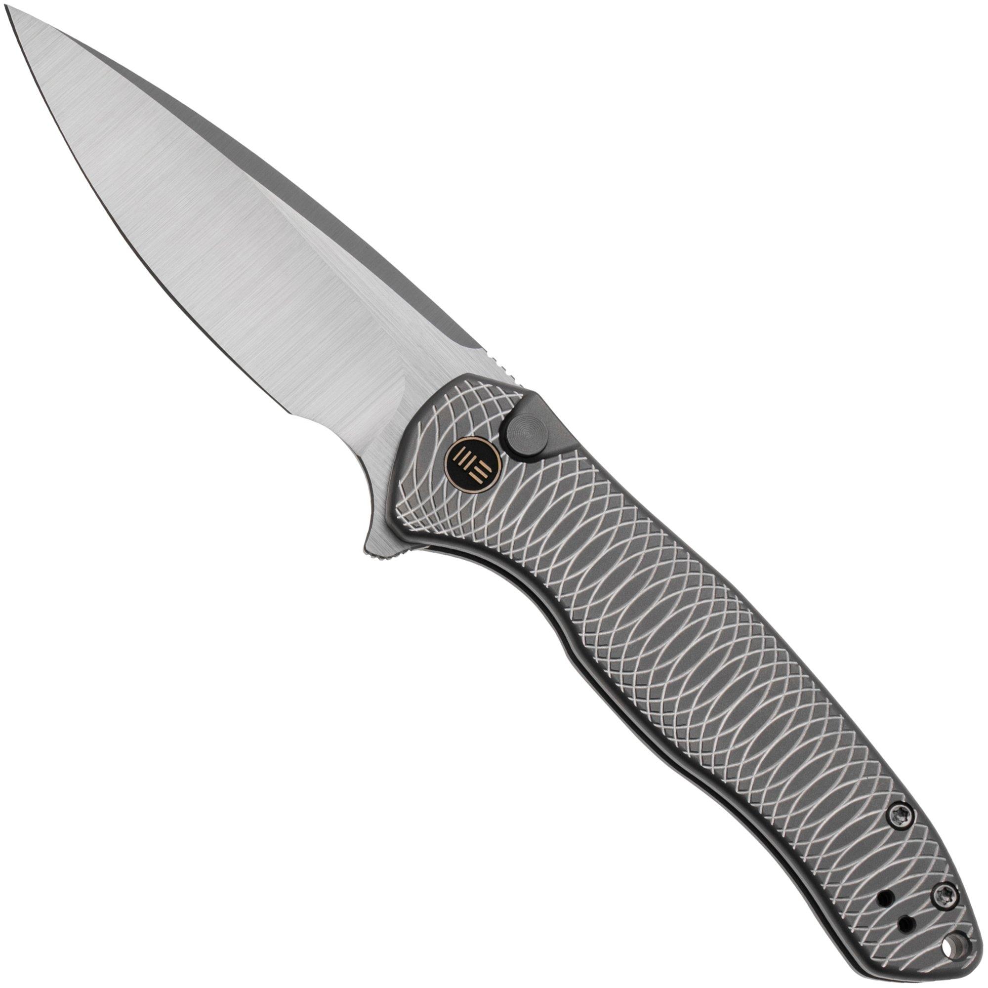 WE Knife Kitefin WE19002M-2, Hand Polished Satin CPM 20CV, Satin Polished Ripple Patterned Gray Titanium, Limited Edition Taschenmesser