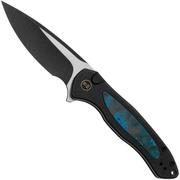 WE Knife Kitefin WE19002N-1, Blackwashed Satin Flats CPM 20CV, Black Titanium, Arctic Storm Fat Carbon Fiber, Limited Edition, couteau de poche