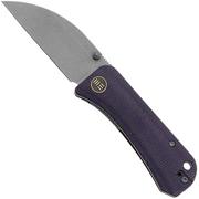 WE Knife Banter Wharncliffe WE19068J-2 Grey Stonewashed CPM S35VN, Purple Canvas Micarta, coltello da tasca, design di Ben Petersen