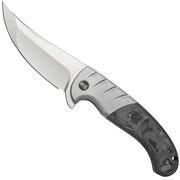 WE Knife Curvaceous WE20012-1 Grey Titanium, Marble Carbon fibre pocket knife, Eric Ochs design