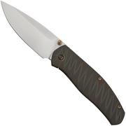 WE Knife Esprit 20025B-B Bead Blasted, Tiger Stripe Pattern Flamed Titanium pocket knife, Ray Laconico design