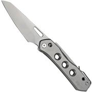 WE Knife Vision R 21031-1 Gray Silver Titanium, Silver Bead Blasted coltello da tasca, Snecx design