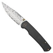 WE Knife Evoke WE21046-DS1 couteau de poche noir, acier damassé, Ray Laconico design