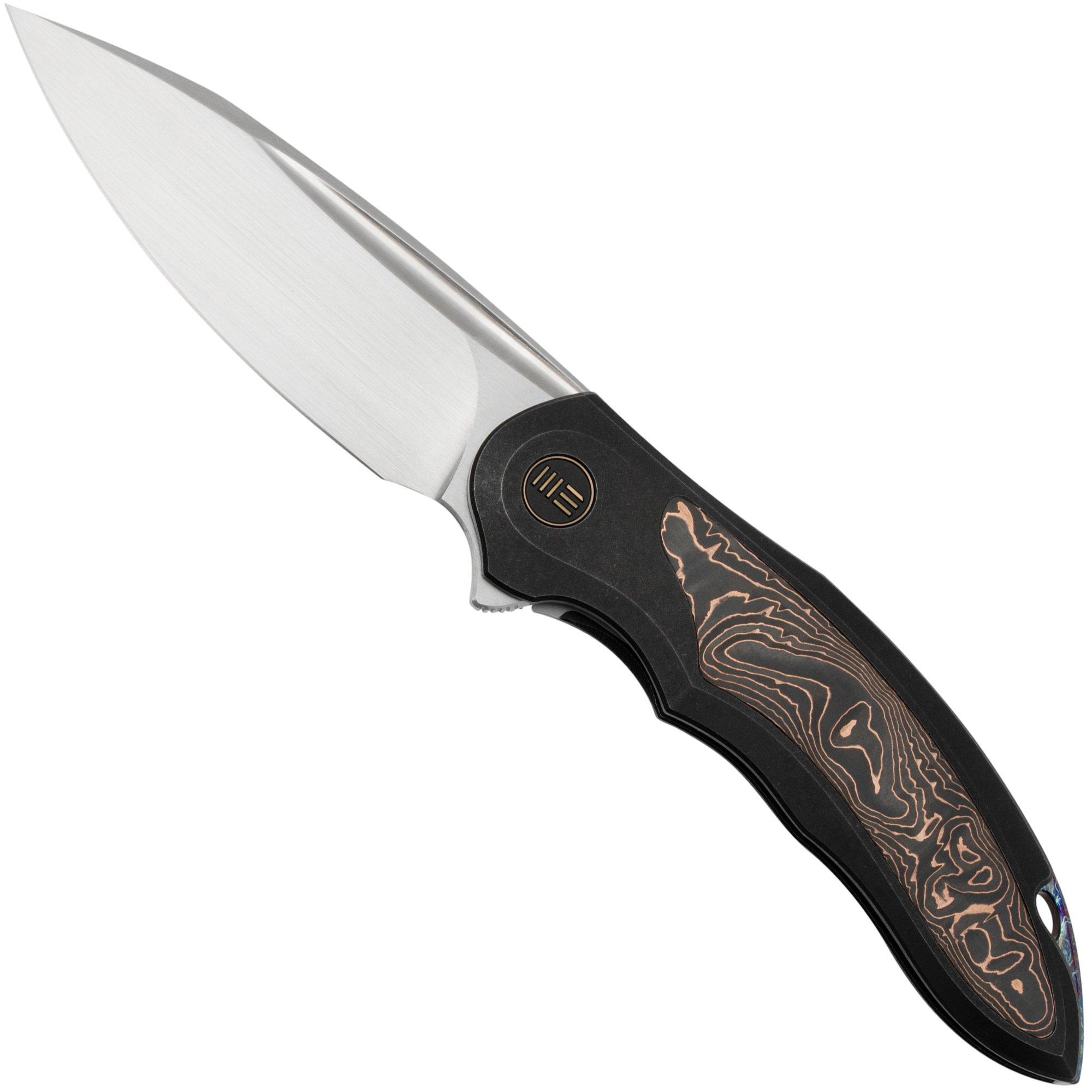 WE Knife Makani WE21048B-1, Black Titanium, Copper Foil Carbonfiber inlay, CPM 20CV zakmes