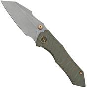 WE Knife High-Fin, WE22005-4, Tiger Stripe Titanium, Grey CPM-20CV pocket knife
