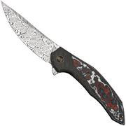 WE Knife Merata, WE22008B-DS1 Limited Edition, Gray Titanium, Heimskringla Damasteel, couteau de poche