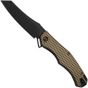 WE Knife RekkeR WE22010G-3 Blackwashed CPM 20CV, Black Titanium Golden Diamond Pattern pocket knife, Kyle Lamb design