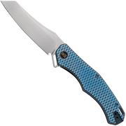 WE Knife RekkeR WE22010G-4 Polished Bead Blasted CPM 20CV, Blue Titanium Blue Diamond Pattern pocket knife, Kyle Lamb design
