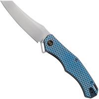 Afbeelding voor WE Knife RekkeR WE22010G-4 Polished Bead Blasted CPM 20CV, Blue Titanium Blue Diamond Pattern zakmes, Kyle Lamb design