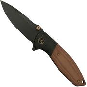 WE Knife Nitro Mini WE22015-4, Black Titanium, Brown Micarta Inlay, CPM 20CV navaja