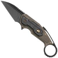 Afbeelding voor WE Knife Yardbird WE22021-2 Blackwashed CPM 20CV, Bronze Titanium, Rose Carbon Fiber Inlay, karambit zakmes, Maciej Torbé design