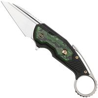 Afbeelding voor WE Knife Yardbird WE22021-4 Satin CPM 20CV, Black Titanium, Jungle Wear Fatcarbon Fiber Inlay, karambit zakmes, Maciej Torbé design