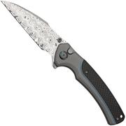 WE Knife Ziffius, WE22024A-DS1 Limited Edition, Integral Twill Carbonfiber Spacer, Hakkapella Damasteel coltello da tasca