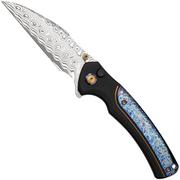 WE Knife Ziffius, WE22024D-DS1 Limited Edition, Flamed Titanium Spacer, Hakkapella Damasteel pocket knife