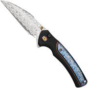 WE Knife Ziffius, WE22024D-DS1 Limited Edition, Flamed Titanium Spacer, Hakkapella Damasteel zakmes