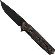 WE Knife Navo WE22026-5 Copper Foil Carbon Fiber, navaja, diseño de Ostap Hel