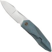 WE Knife Solid WE22028-4, Bead Blasted CPM-20CV, Blue Titanium, couteau de poche