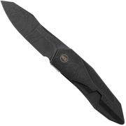 WE Knife Solid WE22028-5, CPM 20CV, Stonewashed Etched Pattern Black Titanium, pocket knife