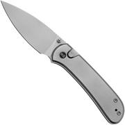 WE Knife Qubit WE22030F-2 Blasted CPM 20CV, Polished Bead Blasted Titanium, coltello da tasca