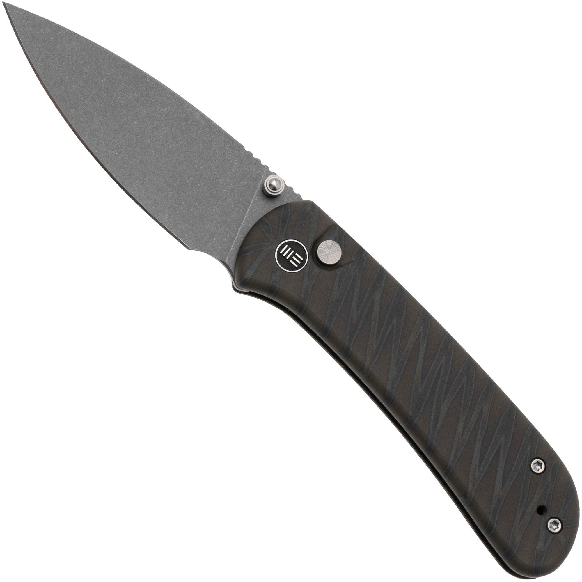 WE Knife Qubit WE22030F-4 Stonewashed CPM 20CV, Tiger Stripe Flamed Titanium, Taschenmesser