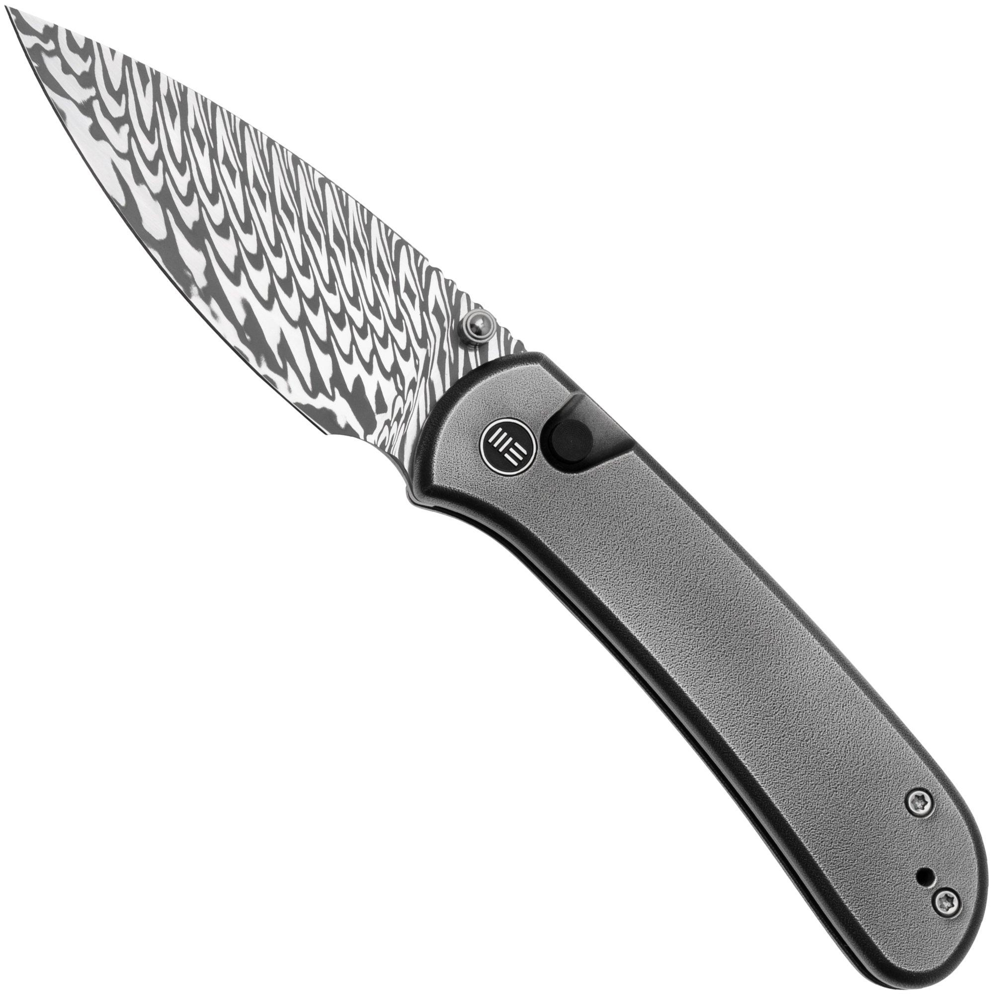 WE Knife Qubit WE22030F-DS1 Damasteel, Polished Orange Peel Titanium, Taschenmesser