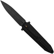 WE Knife Diatomic WE22032-4 Etched Black Titanium, Etched Blackwashed Single Edge, couteau de poche
