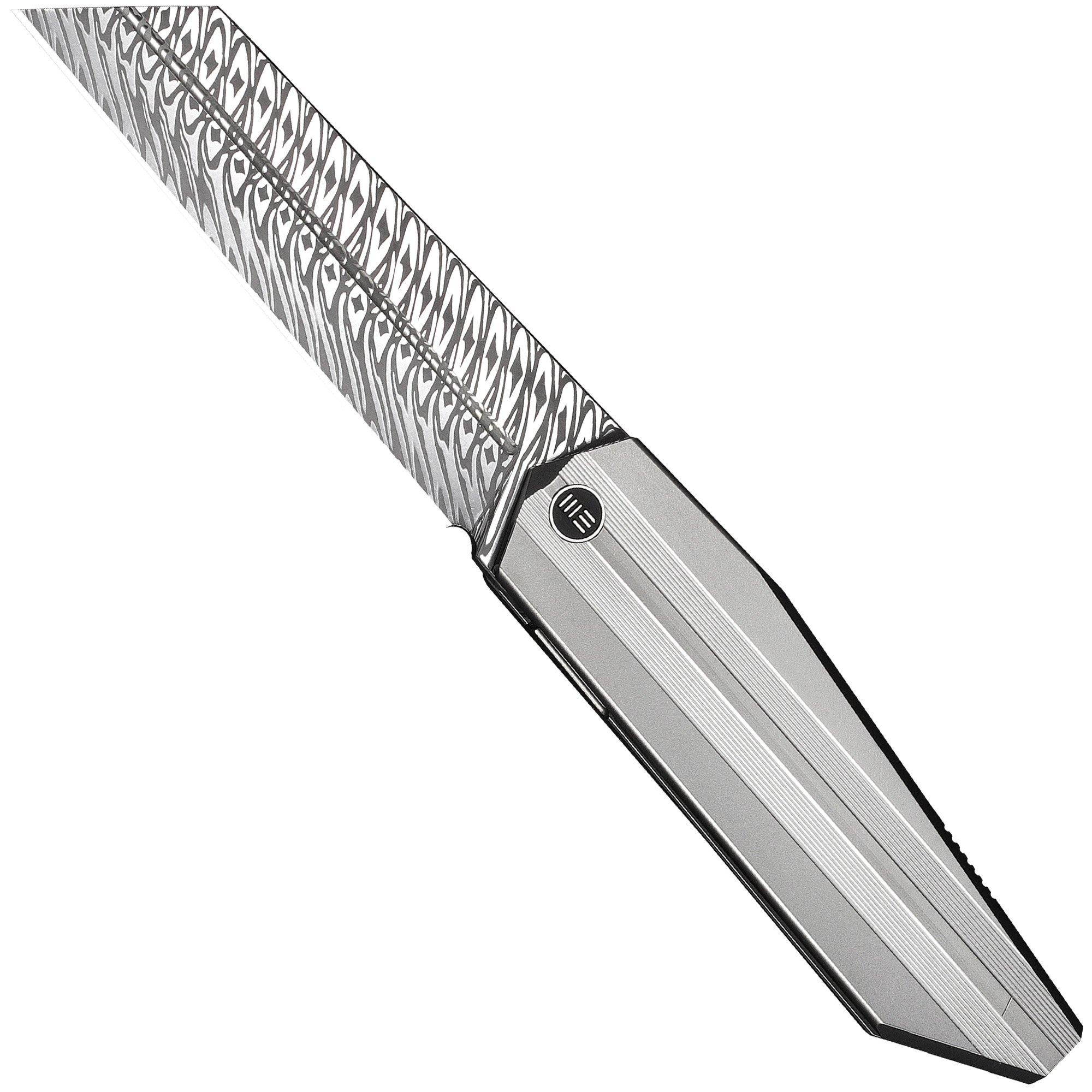 WE Knife Collinear WE22034D-DS1 Fafnir Damasteel, Polished Bead, Blasted & Satin Titanium, pocket knife