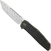 WE Knife Shadowfire WE22035 Bronze and Black Titanium, Hakkapella Damaststeel, coltello da tasca, design di Rafal Brzeski