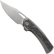 WE Knife Nefaris WE22040F-2, CPM 20CV Clippoint, Aluminum Foil Carbon Fiber Titanium, pocket knife