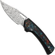 WE Knife Nefaris WE22040F-DS1, Heimskringla Damasteel Clippoint, Nebula Fat Carbon Black Titanium, couteau de poche